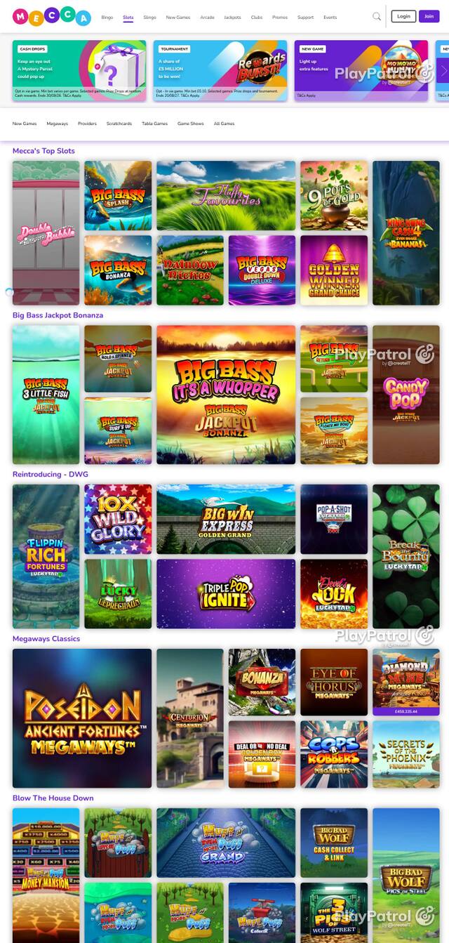 Homepage capture of Mecca Bingo recorded during the scan