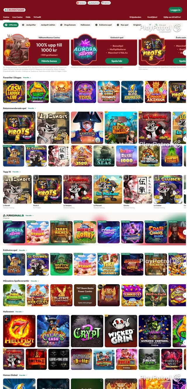 Capture of the front page of casinostugan.com (casinostugan.com) on 15 October 2026