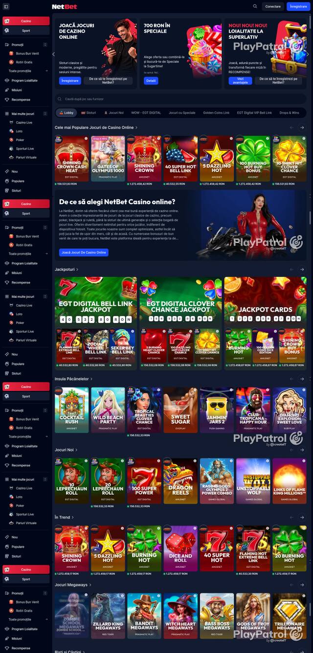 Capture of the front page of NetBet (casino.netbet.ro) on 10 October 2026