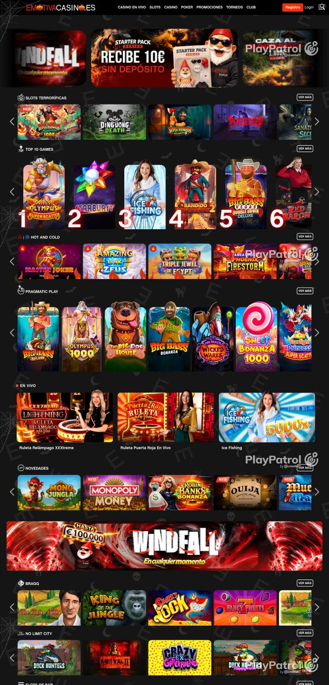 Front page of Emotiva Casino as captured on 29 October 2026
