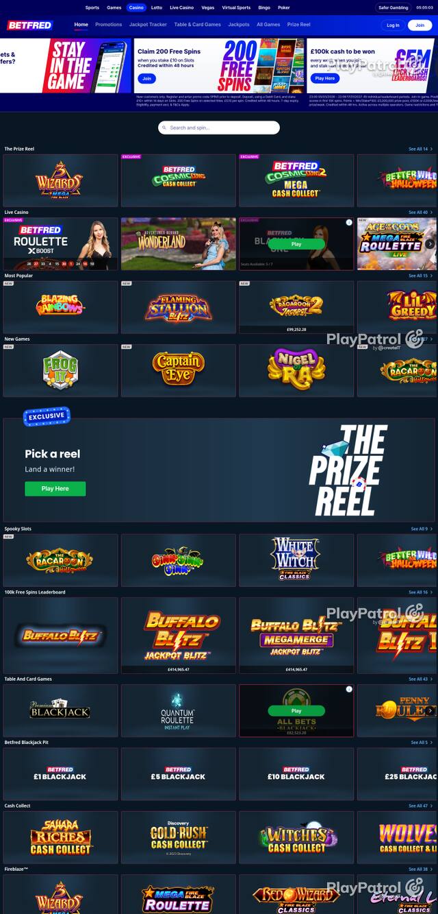 Capture of the front page of Betfred (betfred.com) on 26 October 2026