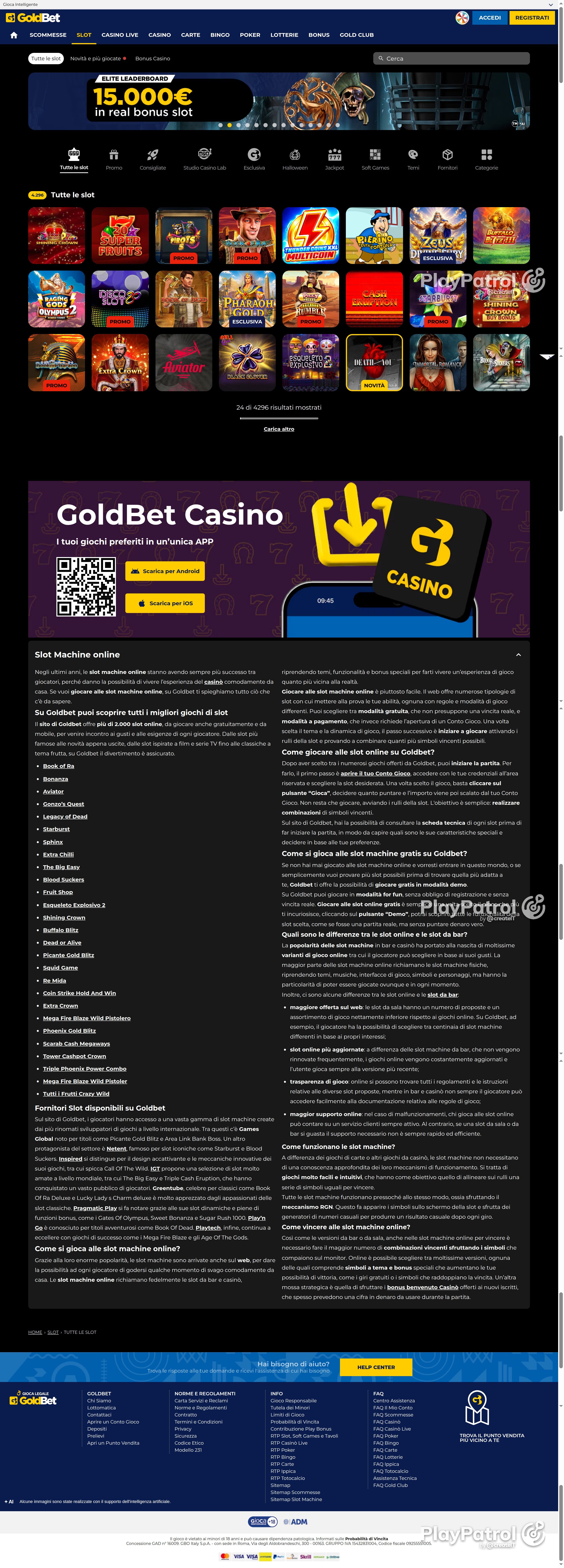 Full capture of Goldbet recorded during the scan