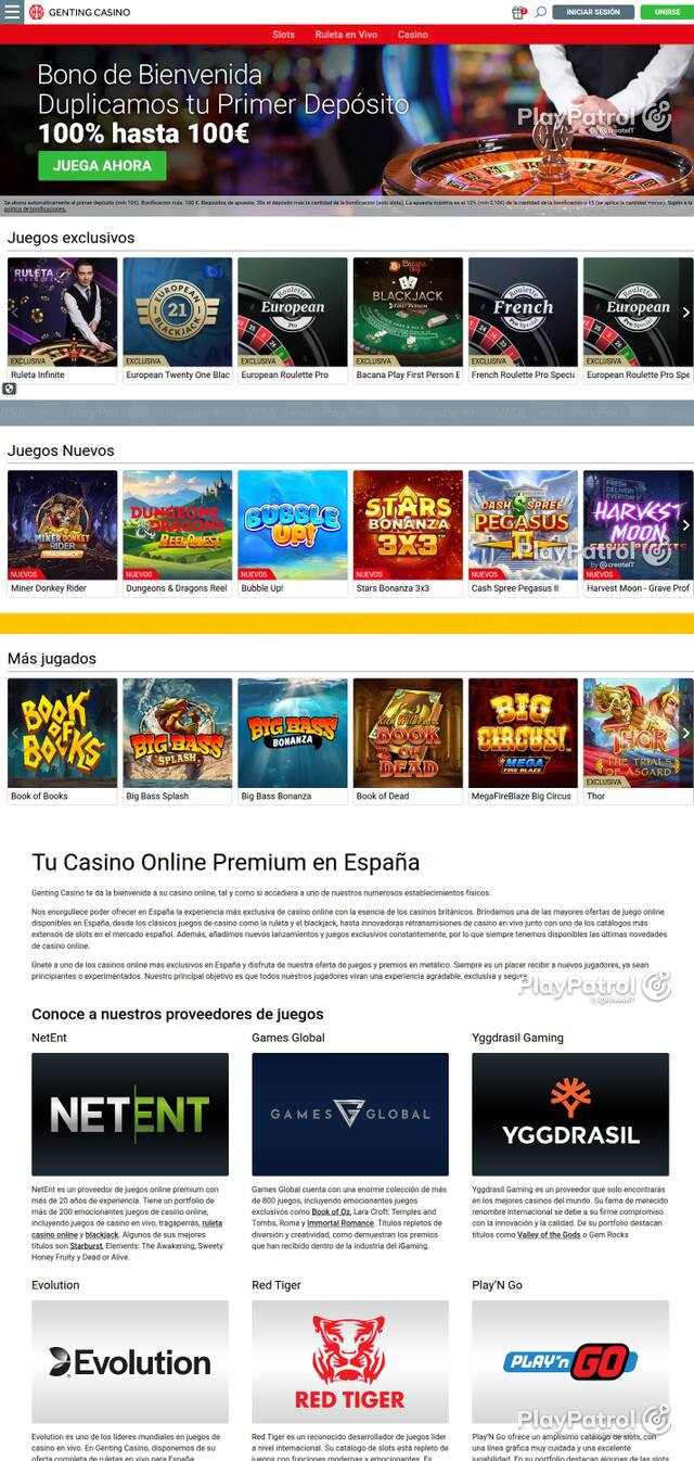 Homepage capture of Genting Casino recorded during the scan