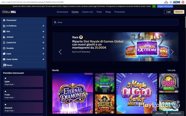 Homepage capture of William Hill recorded during the scan