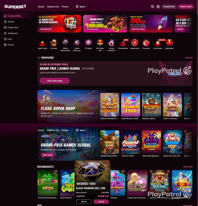 Capture of the front page of Superbet (superbet.ro) on 5 October 2026