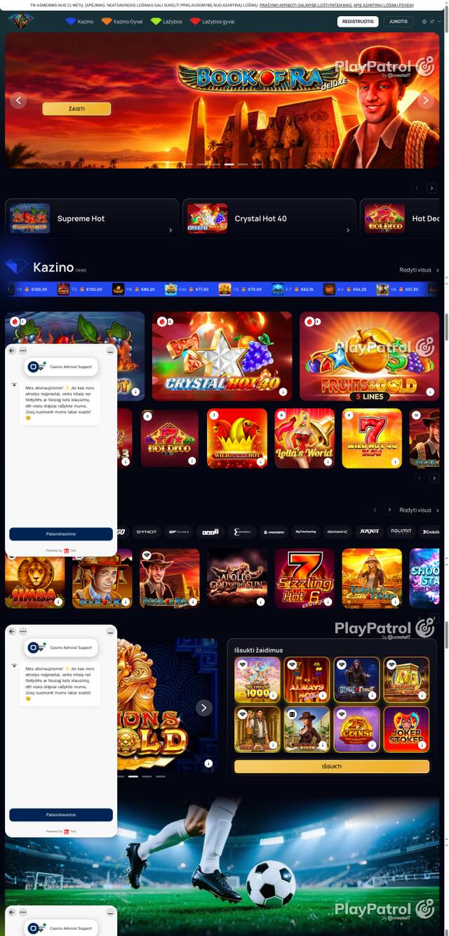 Front page of casinoadmiral.lt as captured on 26 October 2026