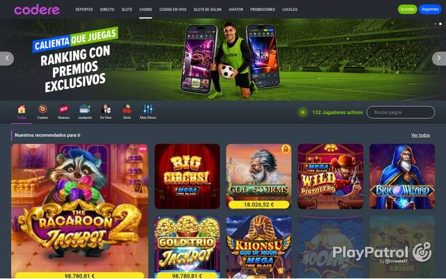 Homepage capture of Codere recorded during the scan