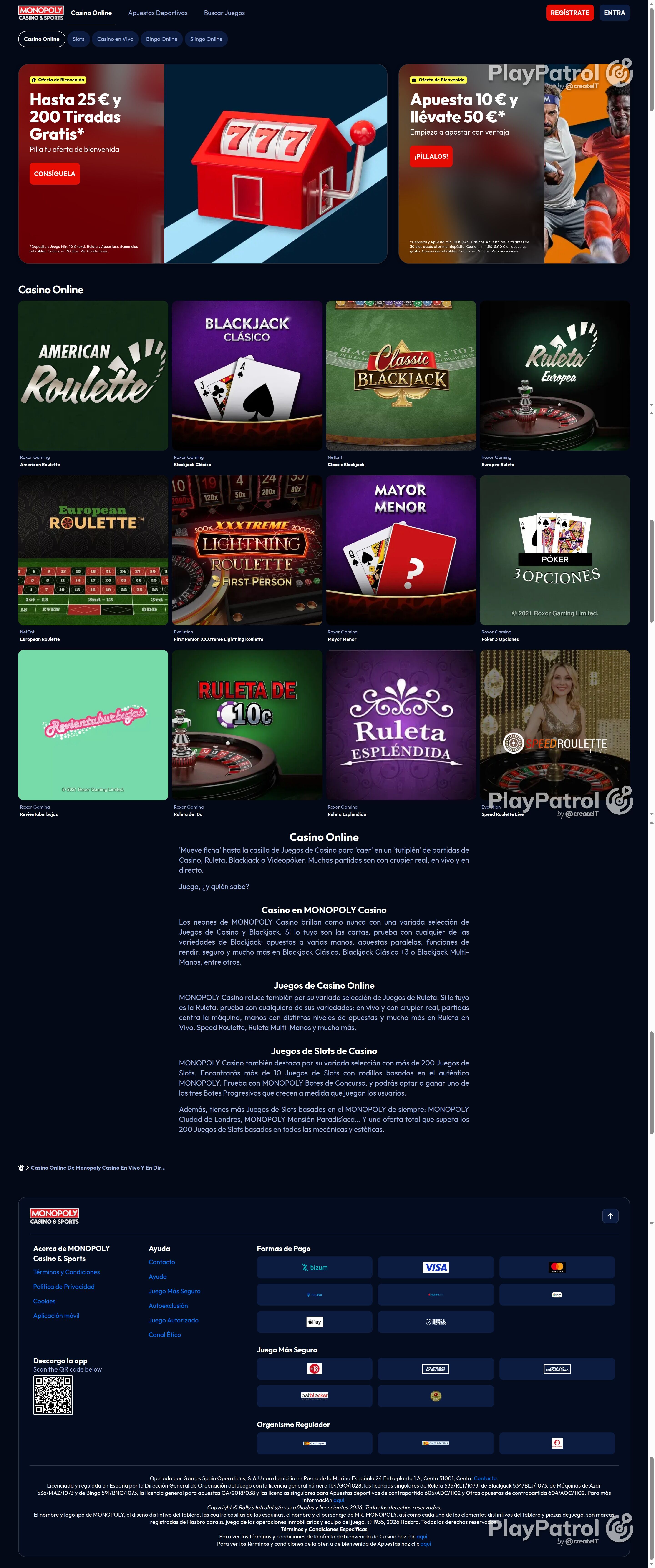 Full capture of Monopoly Casino recorded during the scan