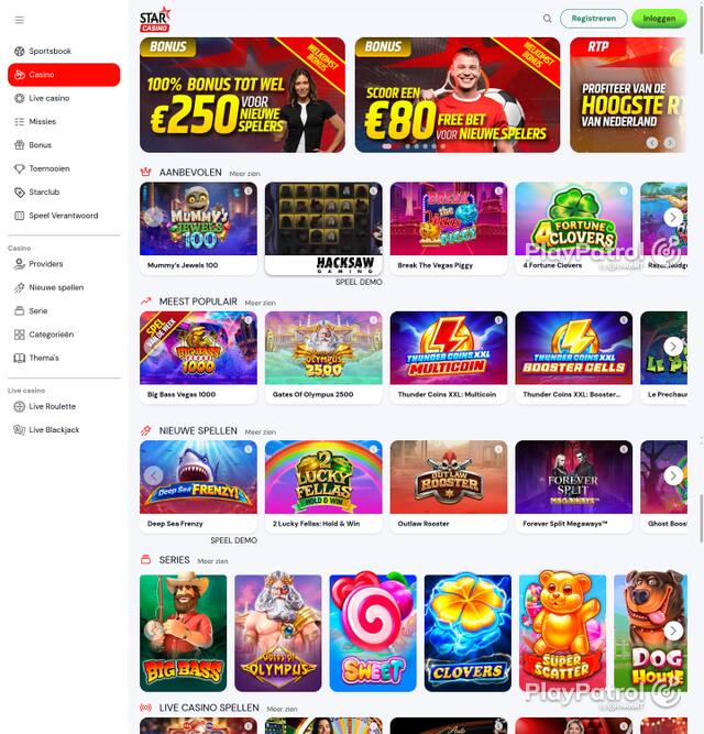 Capture of the front page of Starcasino (starcasino.nl) on 7 October 2026