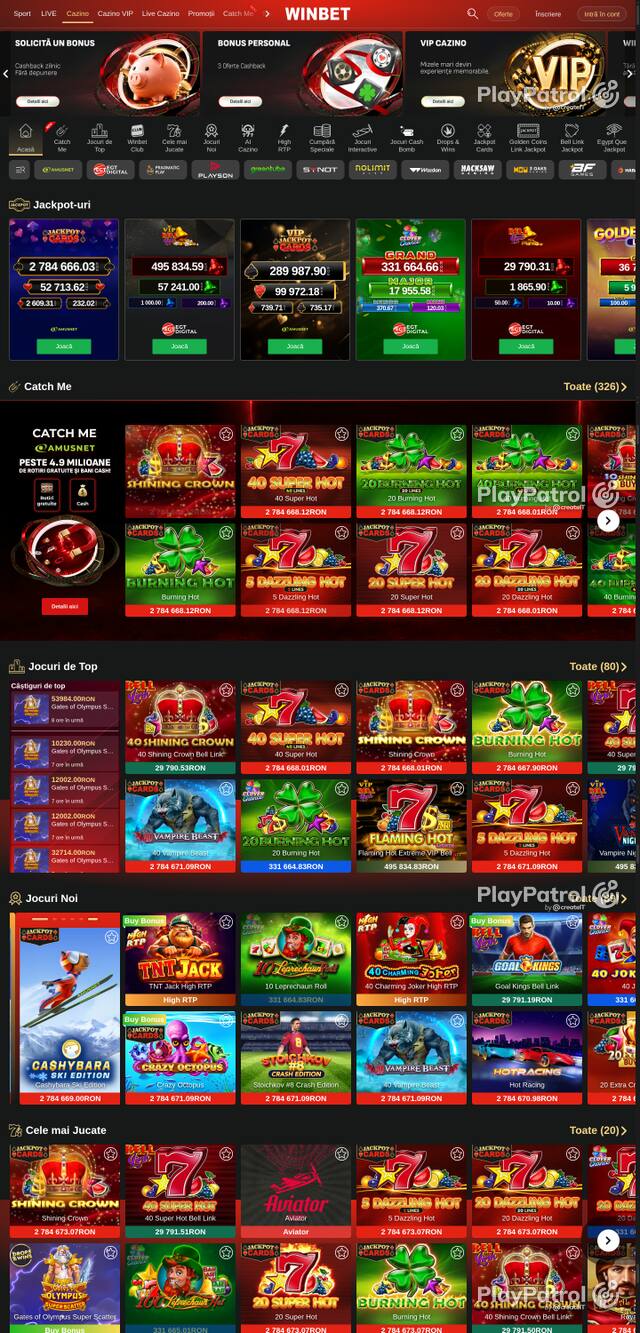 Capture of the front page of Winbet (winbet.ro) on 11 October 2026