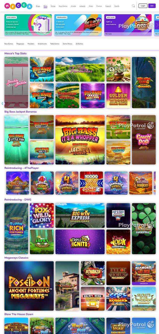 Homepage capture of Mecca Bingo recorded during the scan