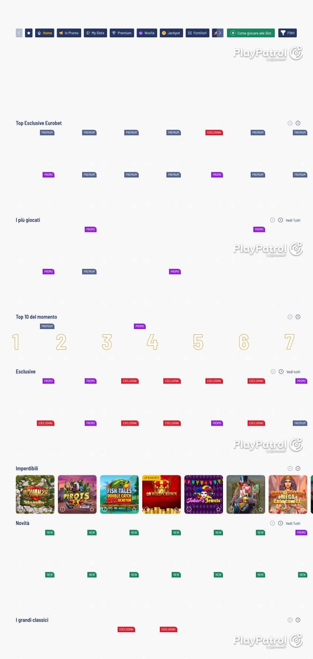 Homepage capture of Eurobet recorded during the scan