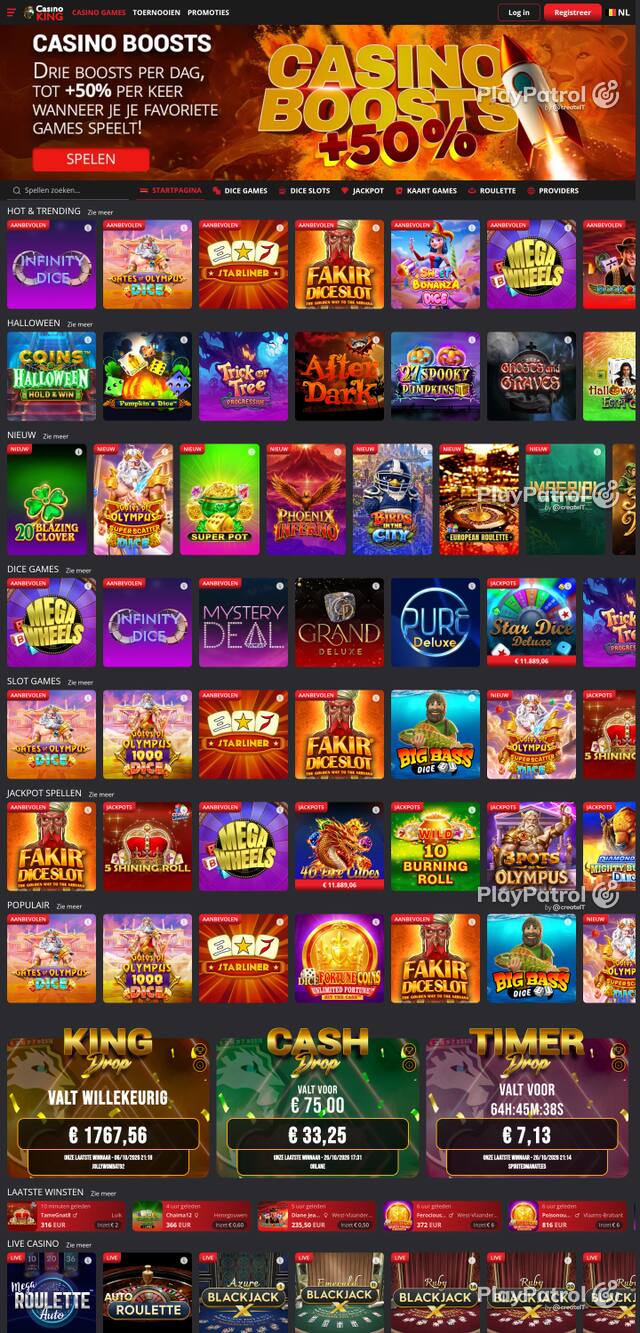 Capture of the front page of casinoking.be (casinoking.be) on 27 October 2026