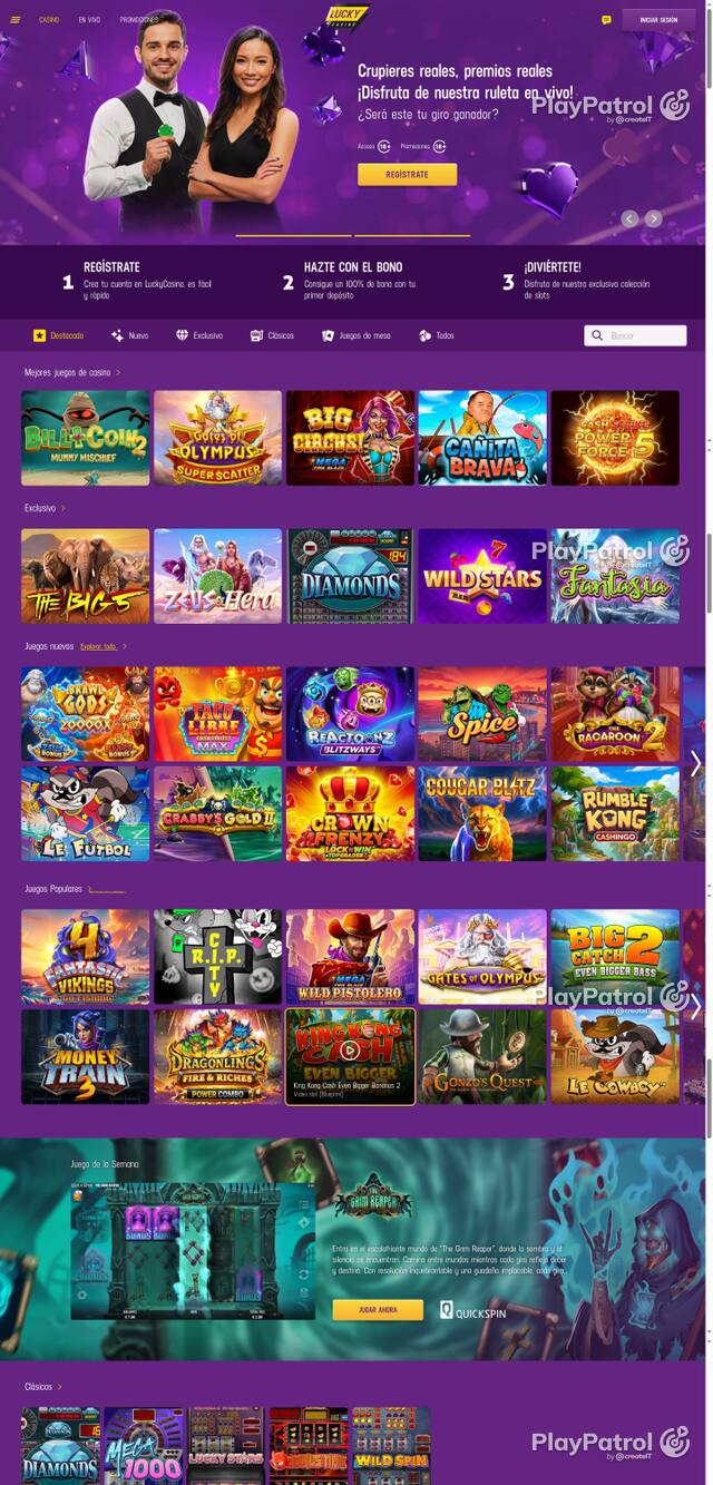 Capture of the front page of Lucky Casino (luckycasino.es) on 28 October 2026