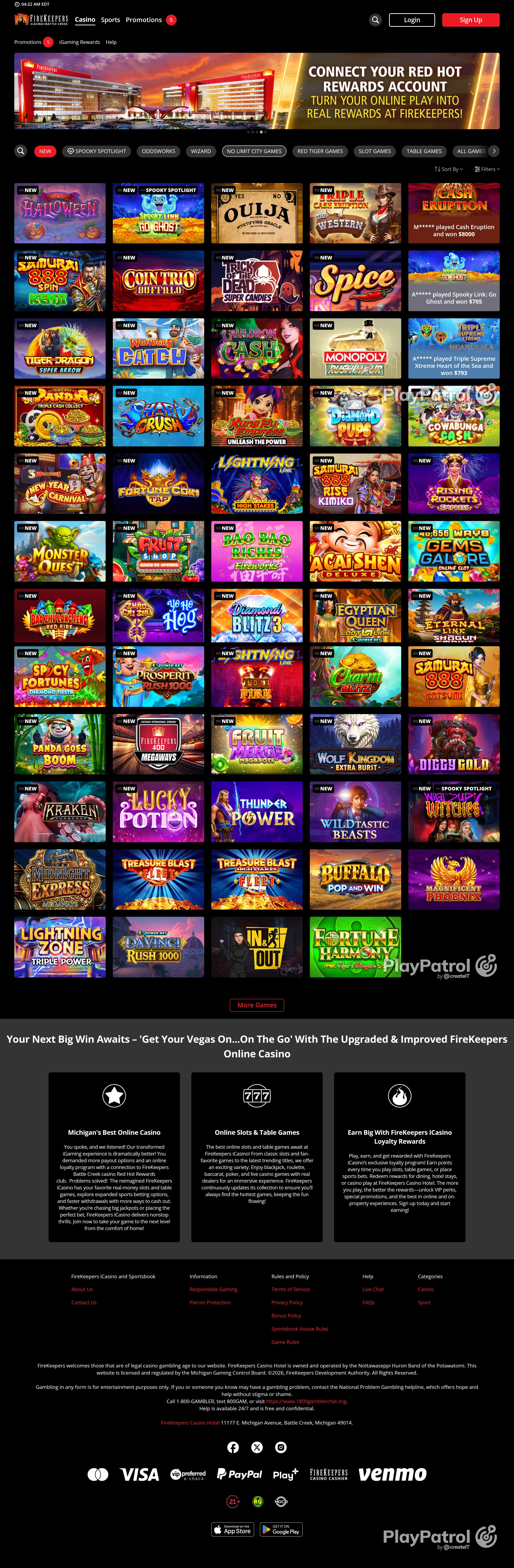 Full capture of igaming.firekeeperscasino.com recorded during the scan