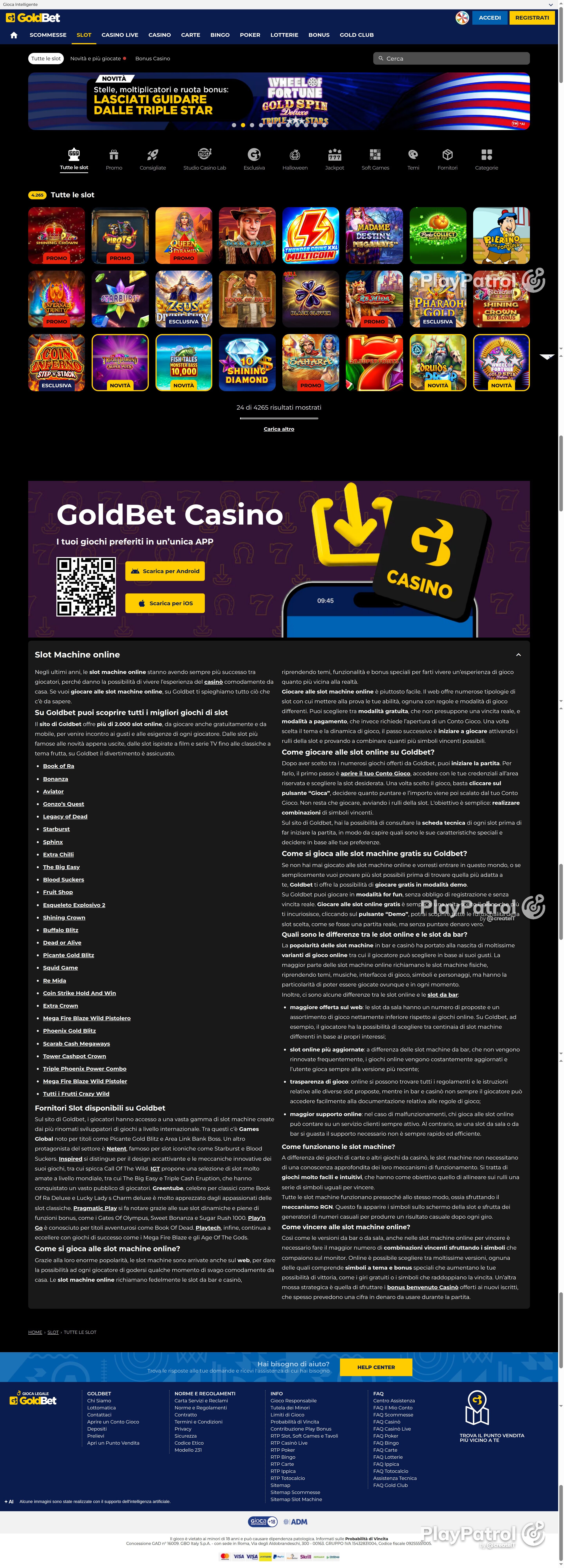 Full capture of Goldbet recorded during the scan