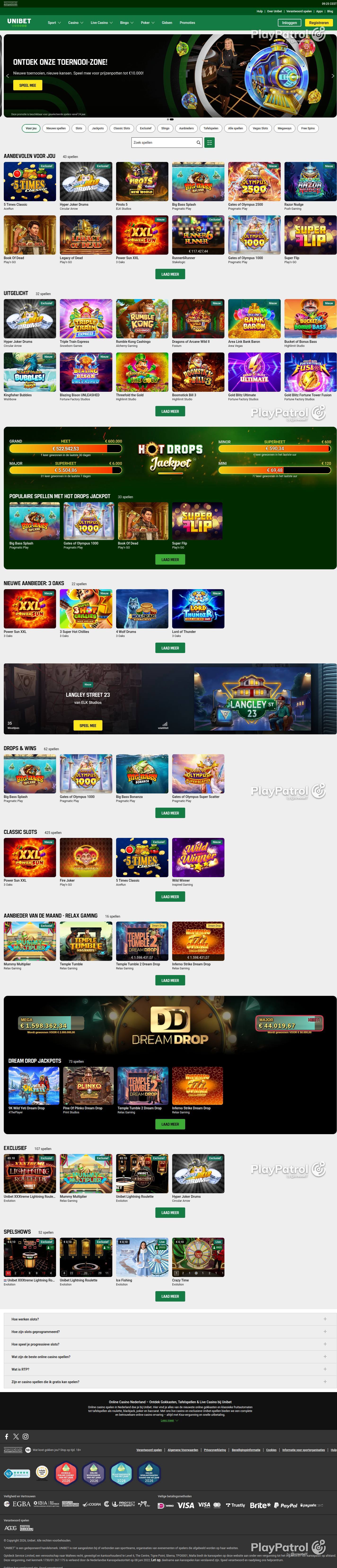 Full capture of Unibet recorded during the scan