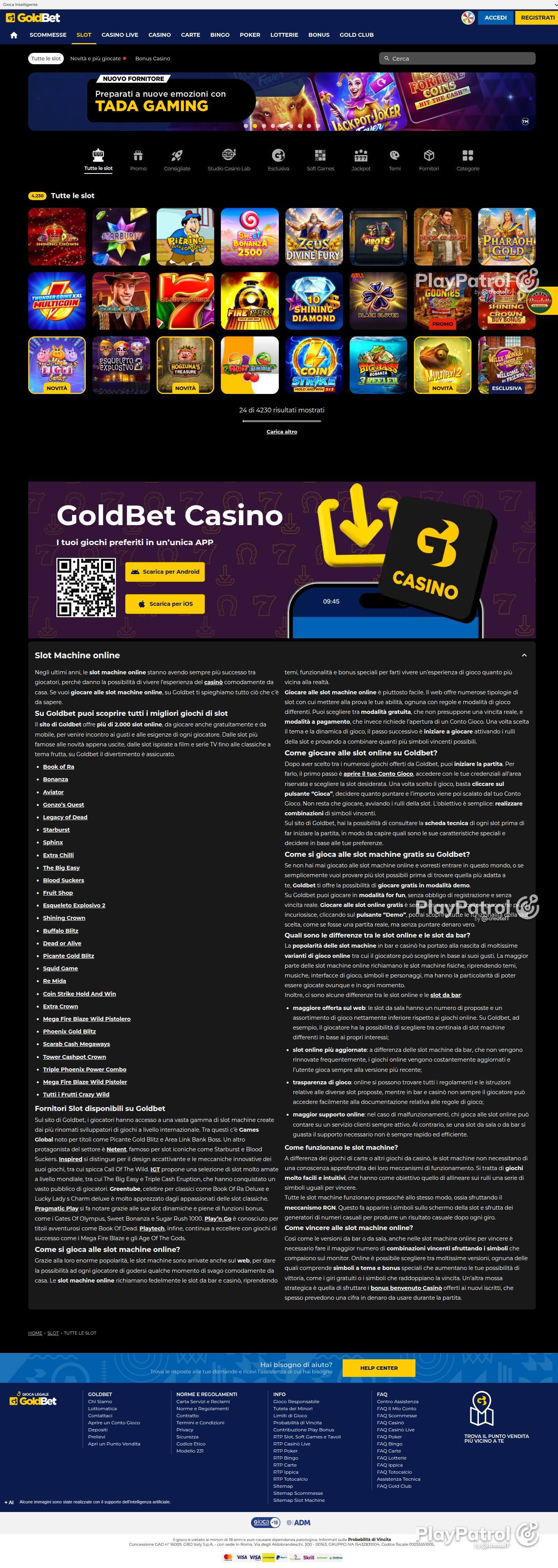 Full capture of Goldbet recorded during the scan