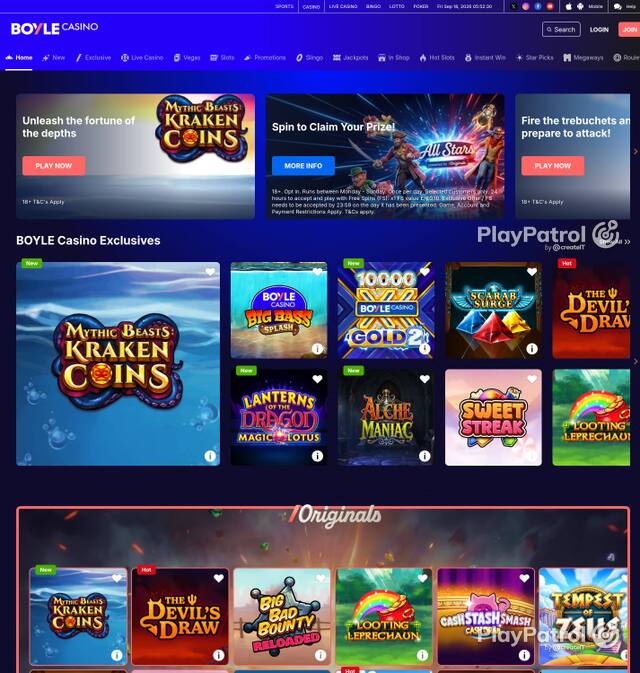 Homepage capture of BoyleSports Casino recorded during the scan