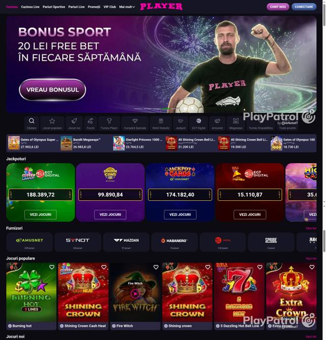 Capture of the front page of Player (player.ro) on 5 October 2026