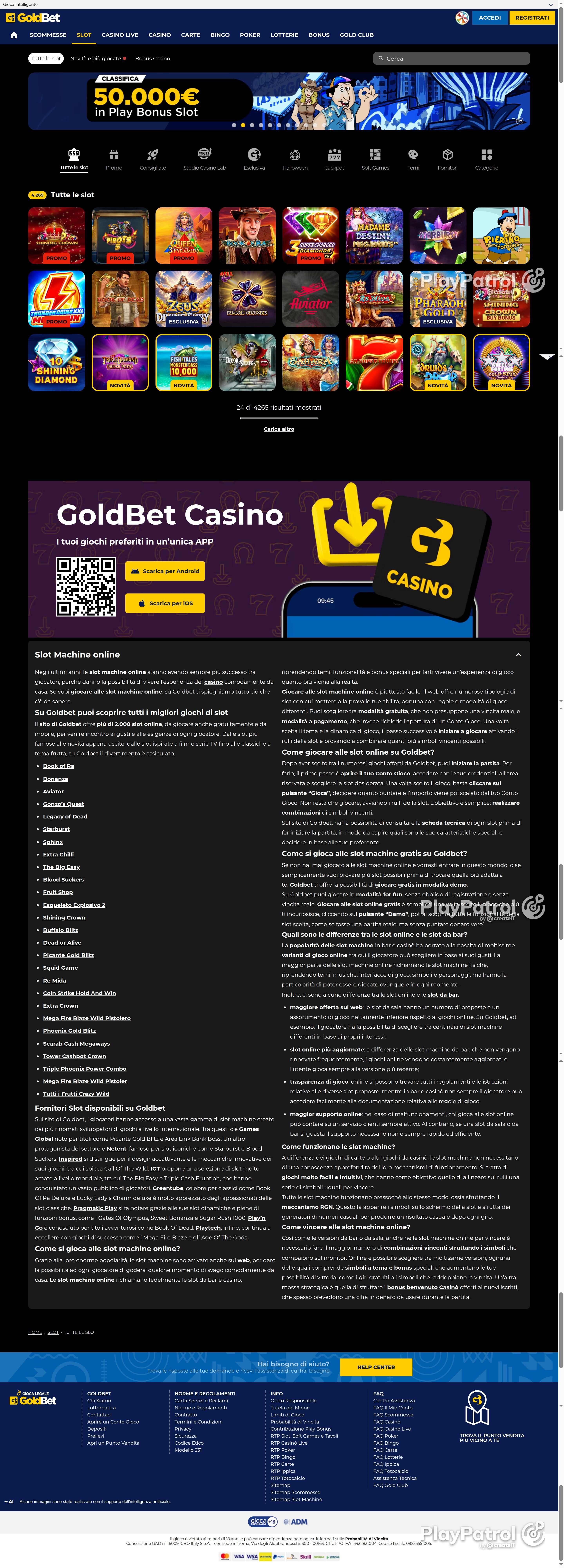 Full capture of Goldbet recorded during the scan