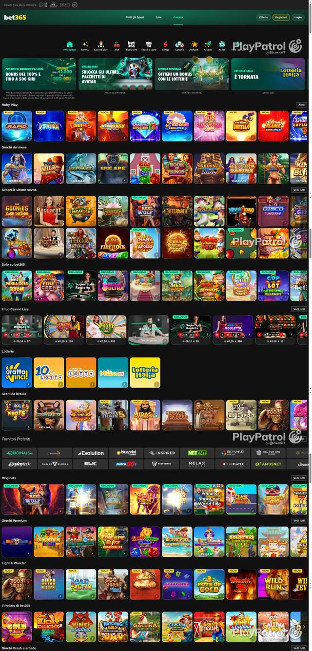 Capture of the front page of bet365 (casino.bet365.it) on 13 October 2026