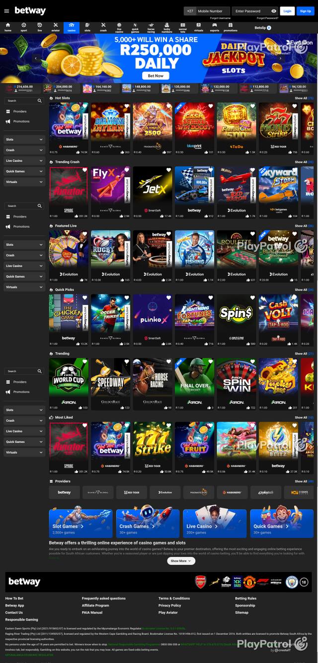 Capture of the front page of betway.co.za (betway.co.za) on 20 October 2026