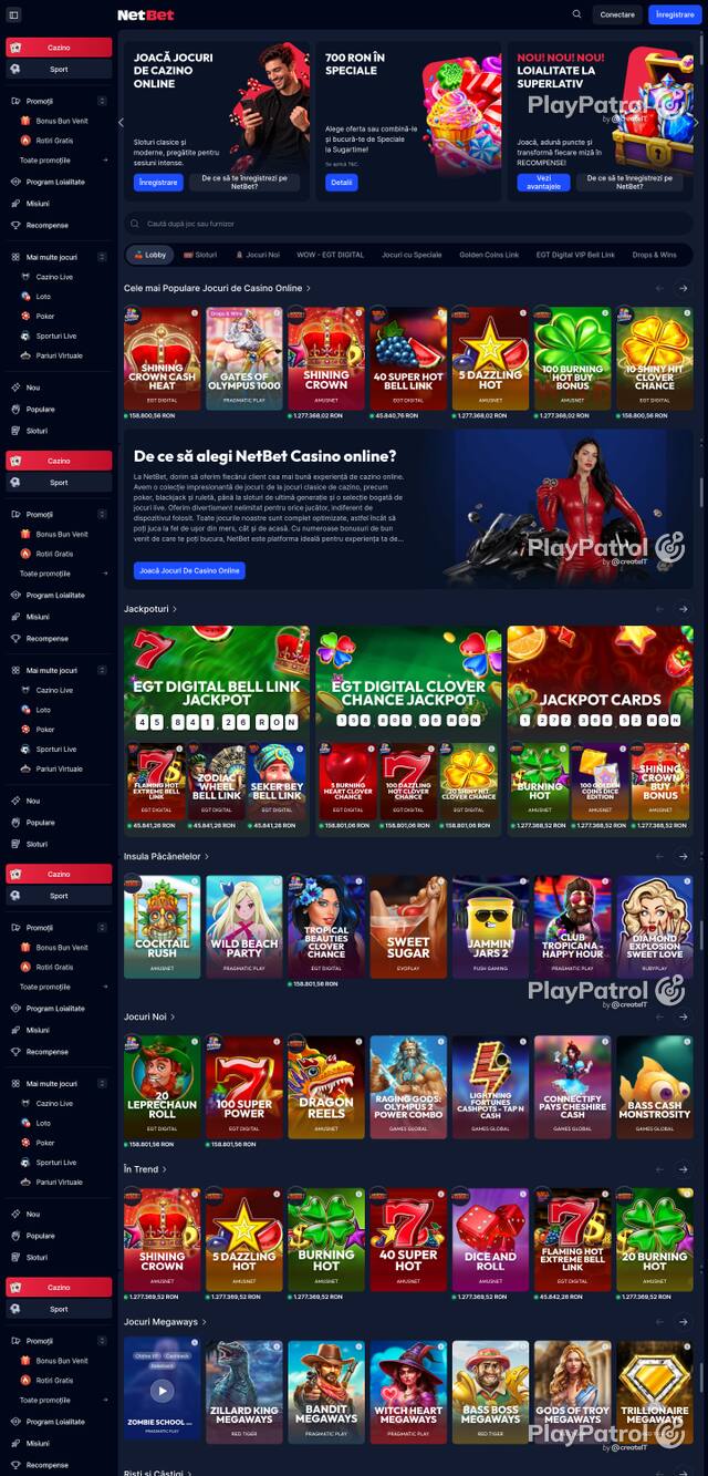 Capture of the front page of NetBet (casino.netbet.ro) on 11 October 2026