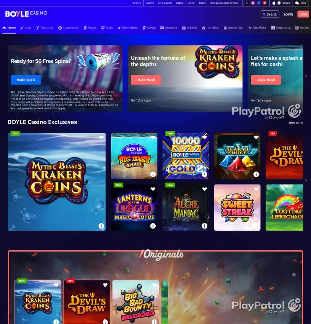 Homepage capture of BoyleSports Casino recorded during the scan