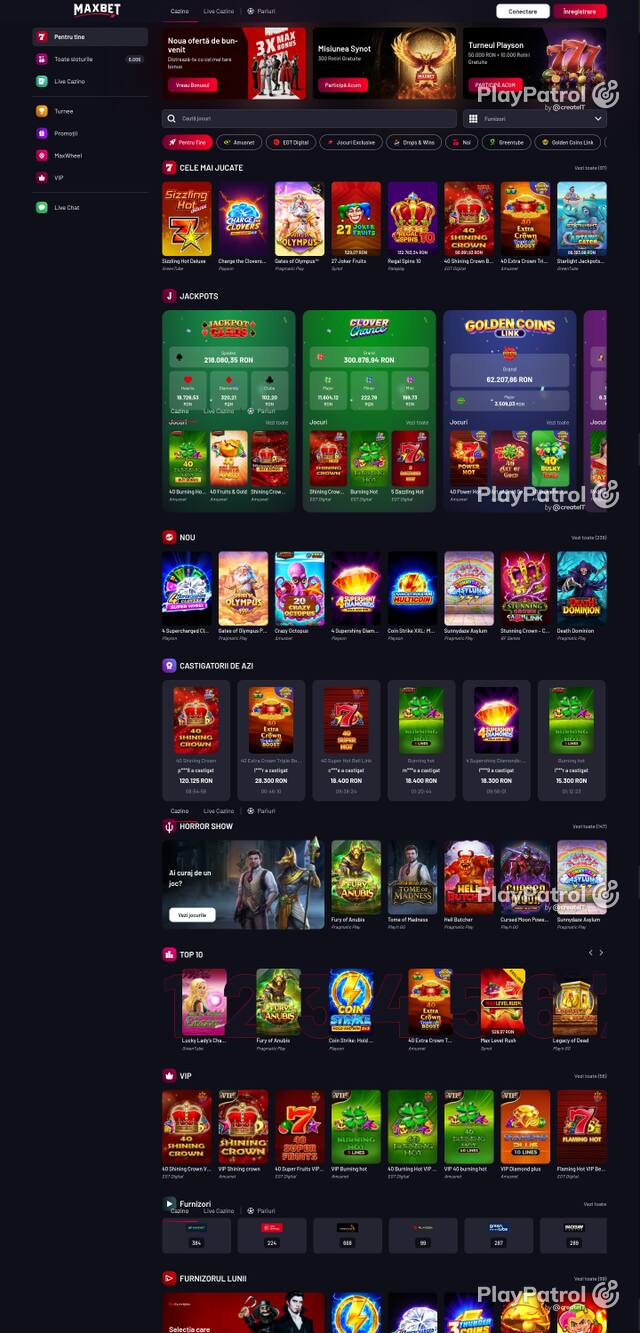 Capture of the front page of Maxbet (maxbet.ro) on 27 October 2026