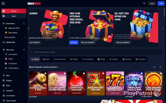 Homepage capture of NetBet Casino recorded during the scan