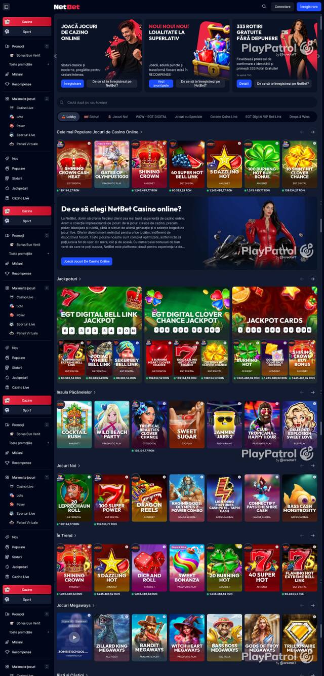 Capture of the front page of NetBet (casino.netbet.ro) on 6 October 2026