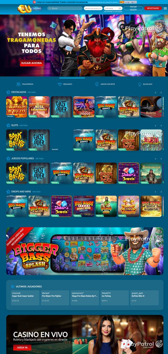 Capture of EU Casino recorded during the scan