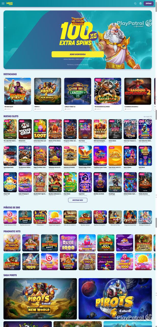 Capture of the front page of Piñata Casino (pinatacasino.es) on 20 October 2026