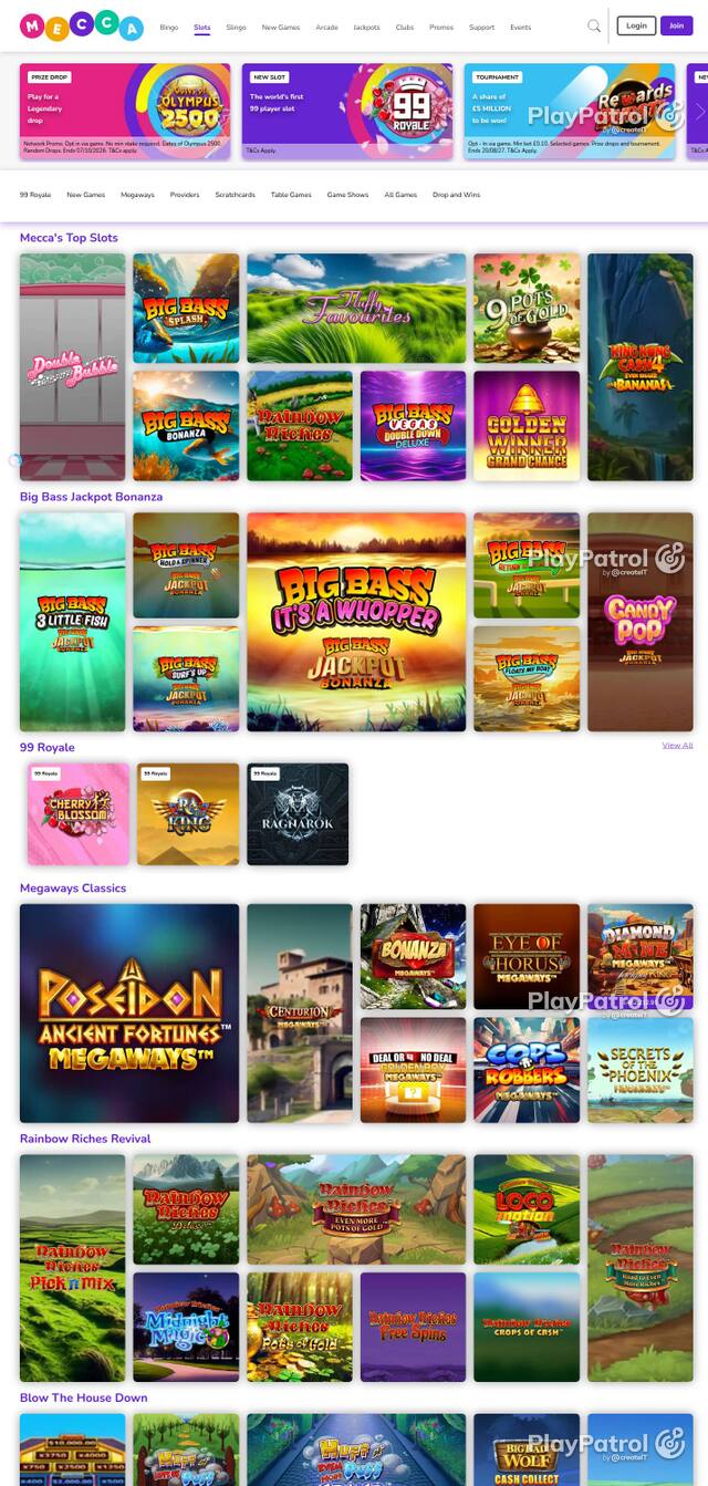 Capture of the front page of Mecca Bingo (meccabingo.com) on 3 October 2026