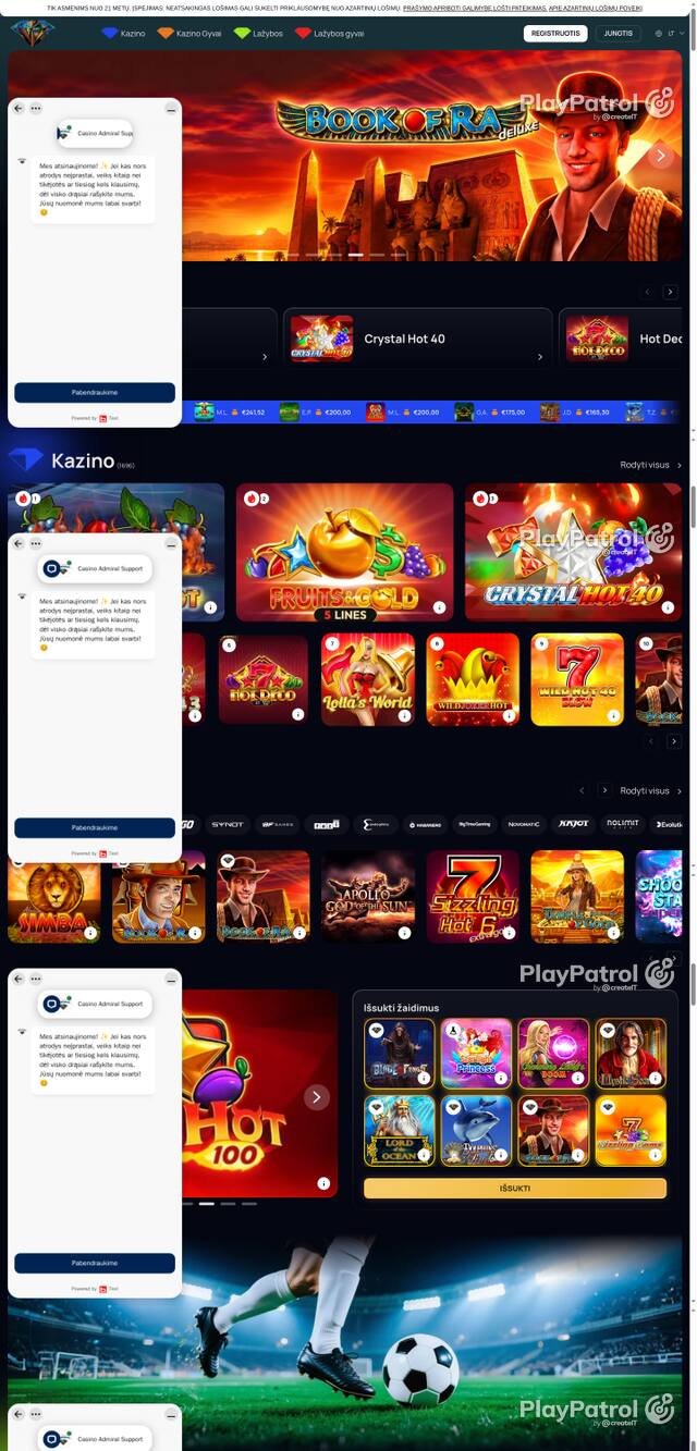 Capture of the front page of casinoadmiral.lt (casinoadmiral.lt) on 23 October 2026