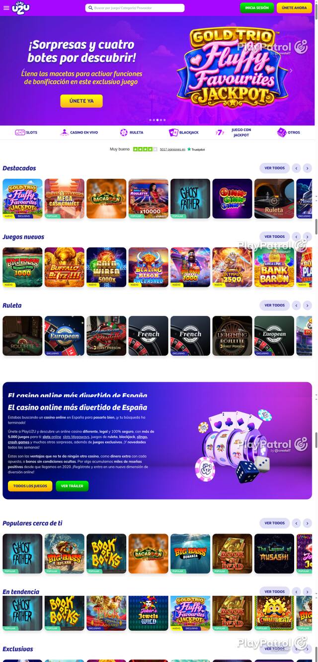 Capture of the front page of PlayUZU (playuzu.es) on 30 October 2026