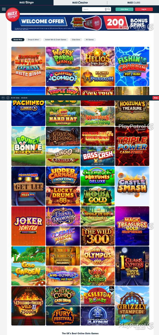 Homepage capture of Buzz Bingo recorded during the scan