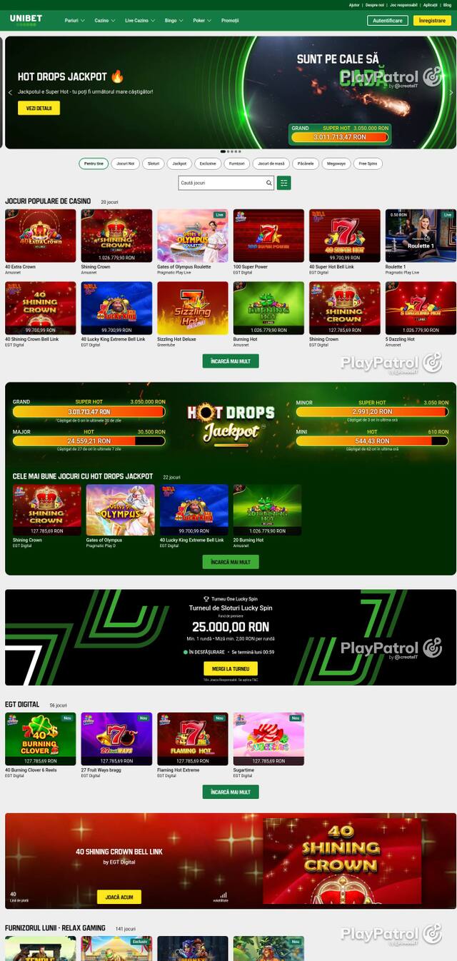 Capture of Unibet recorded during the scan