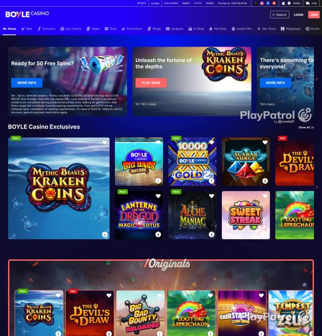 Homepage capture of BoyleSports Casino recorded during the scan