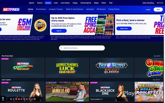 Homepage capture of Betfred recorded during the scan