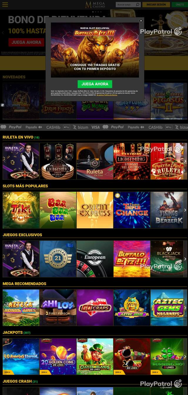 Capture of Mega Casinos recorded during the scan