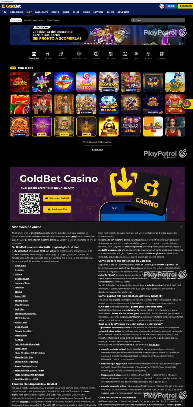 Capture of the front page of Goldbet (goldbet.it) on 2 October 2026