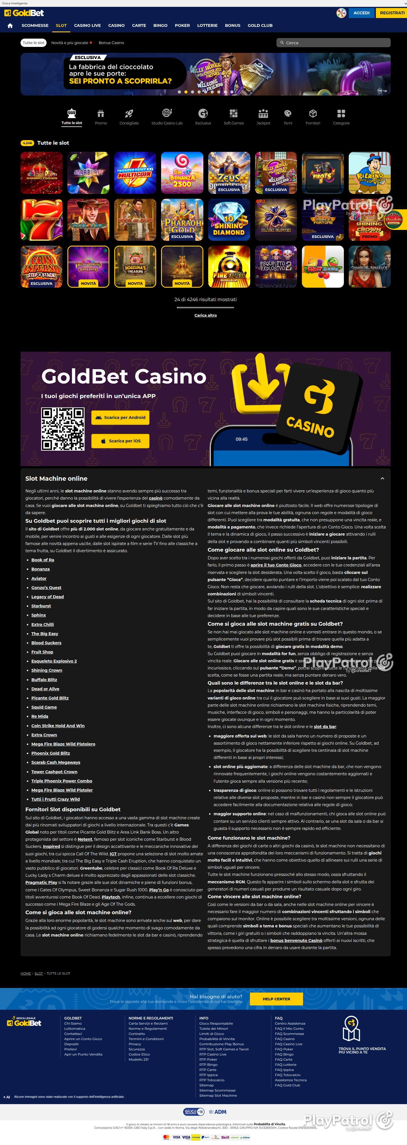 Full capture of Goldbet recorded during the scan