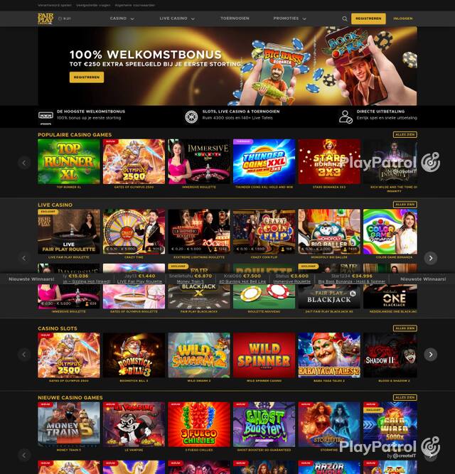 Homepage capture of Fair Play Casino recorded during the scan