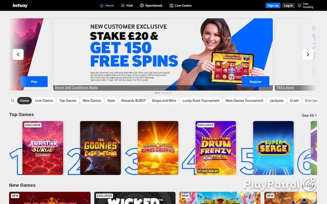 Capture of Betway Casino recorded during the scan