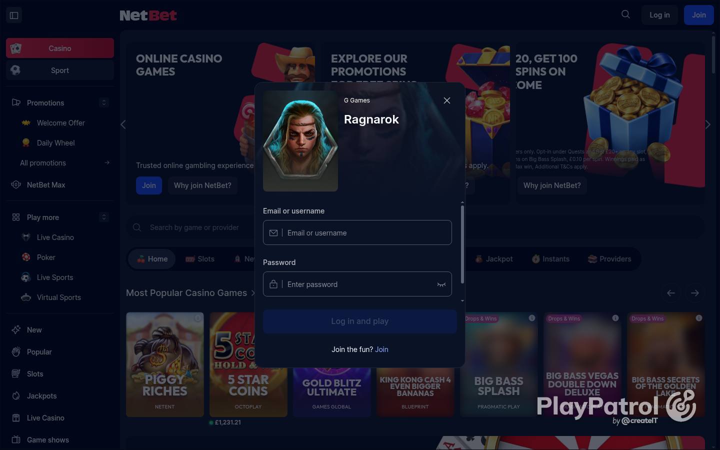 Full capture of NetBet Casino recorded during the scan