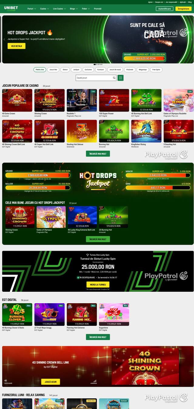 Capture of Unibet recorded during the scan