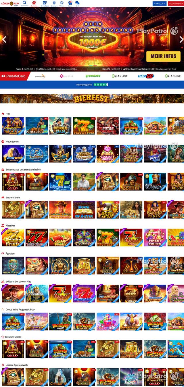 Homepage capture of Löwen Play recorded during the scan