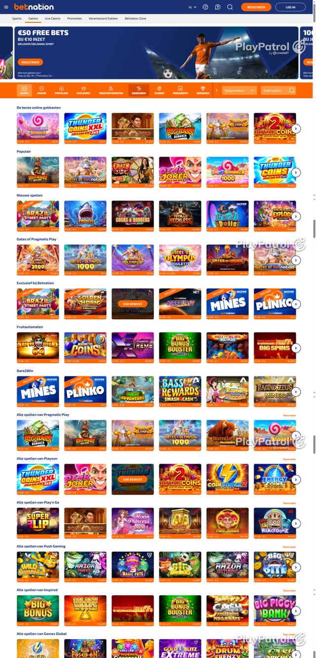 Capture of the front page of BetNation (betnation.nl) on 8 October 2026